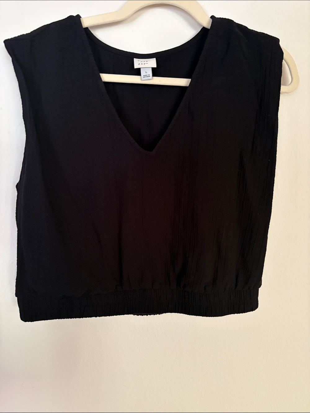 Black V-Neck Sleeveless Crop Top by A New Day
